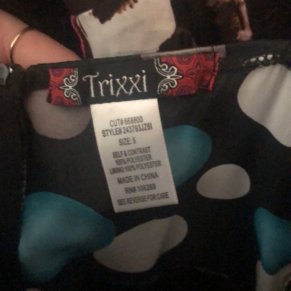 Y2K teal and black polka dot dress w tie back - Picture 4 of 4